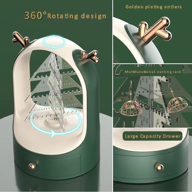 Christmas Tree Drawer Jewellery Organizer, 3 Layer Rotating Jewelry Tower, Tree Antler Shape Ring Earring Necklace Display Container, Multilayer Transparent Rotary Jewelry Box, Moon Light Exquisite Jewellery Necklace Rack Christmas Tree Drawer Jewellery Organizer, 3 Layer Rotating Jewelry Tower, Tree Antler Shape Ring Earring Necklace Display Container, Multilayer Transparent Rotary Jewelry Box, Moon Light Exquisite Jewellery Necklace Rack